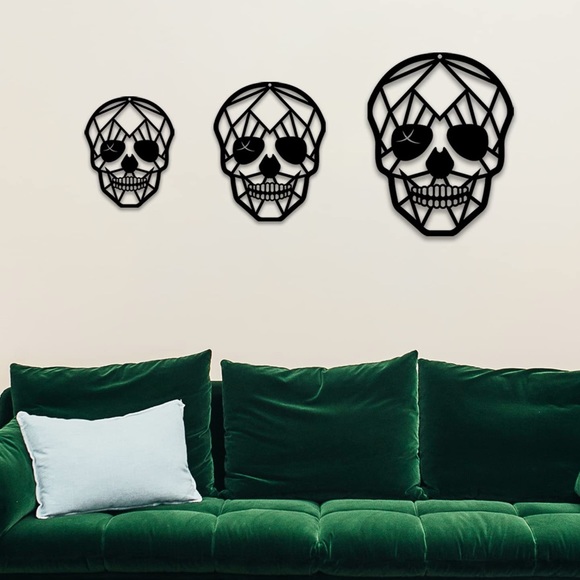 🆕 3pc Black Skull Metal Wall Decor - Picture 4 of 4